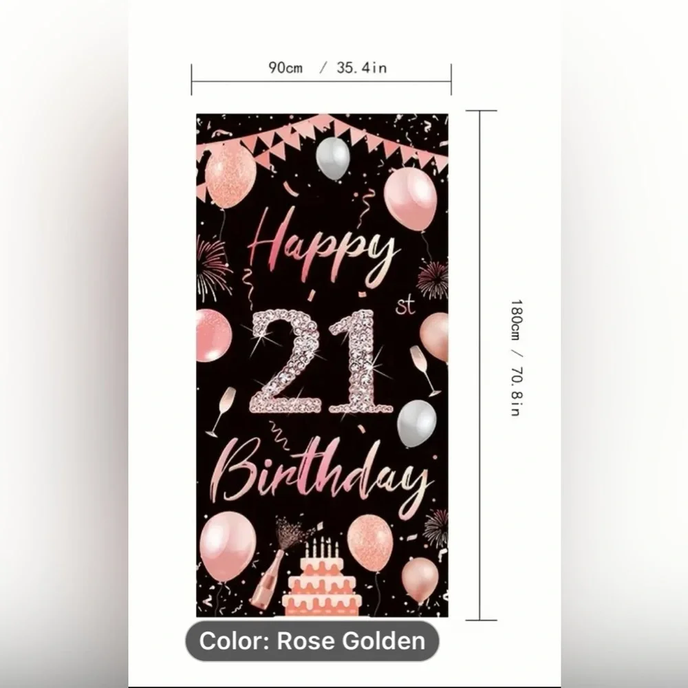 Happy 21st Birthday! SASH and BANNER, 70” x 35”